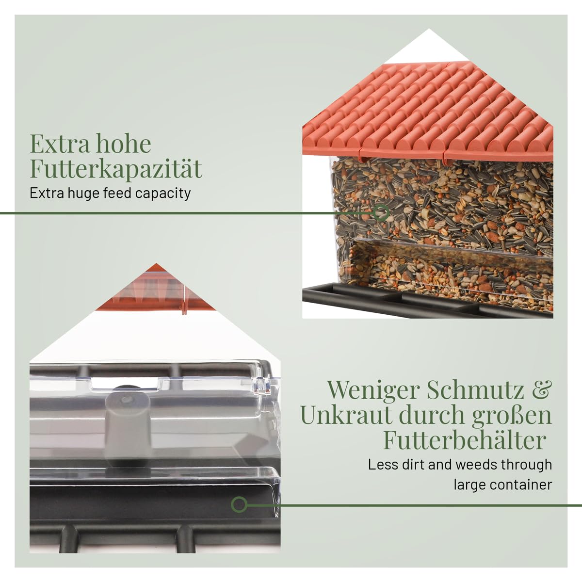 WILDLIFE HOME Vogelhaus XL zum Aufhängen für Wildvögel - Futterscheune für Vogelfutter, Wetterfest Vogelfutterhaus, Vogelfutterspender Vogelfutterstation für Garten & Balkonfütterung
