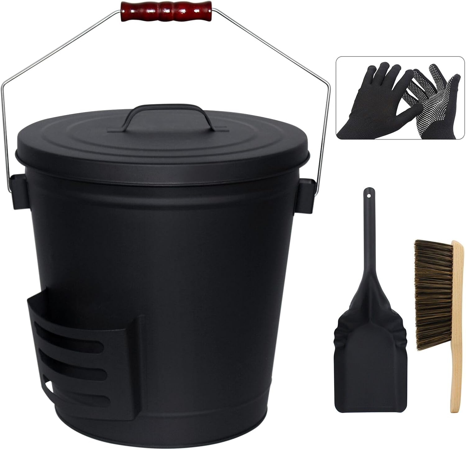BRIAN & DANY Ash Bucket with Lid, 20L Ash Buckets with Shovel and Hand