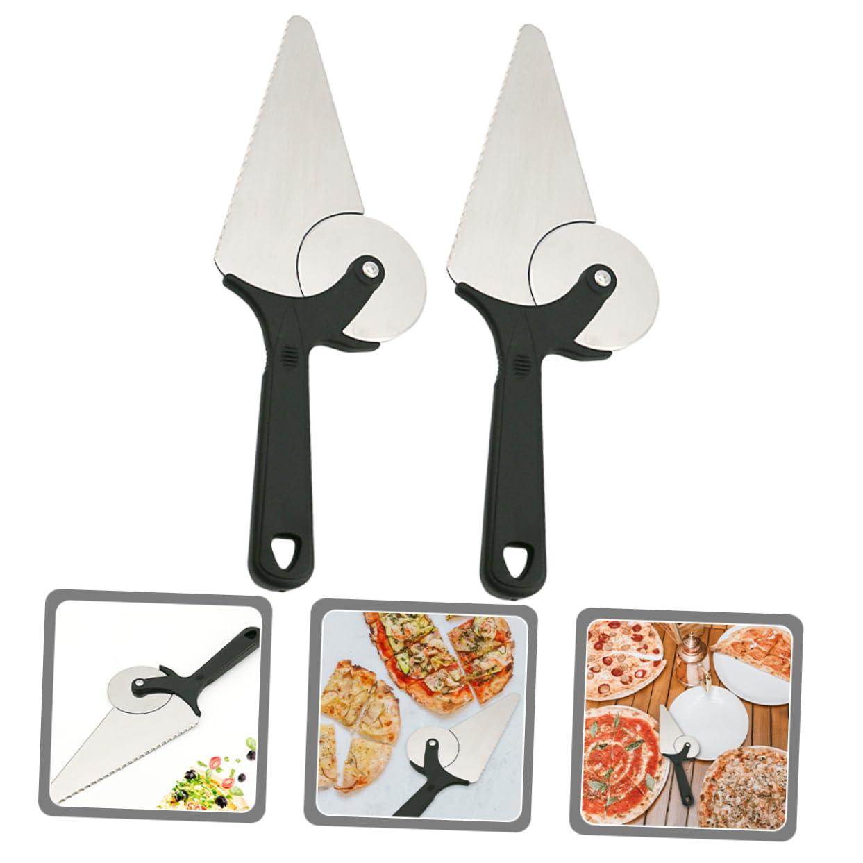 Gatuida Cortador de Pizza de Acero Inoxidable con Diseño Ergonómico y Rueda Afilada, Pack de 2 Piezas Multifuncional para Pasteles y Masa Cocina