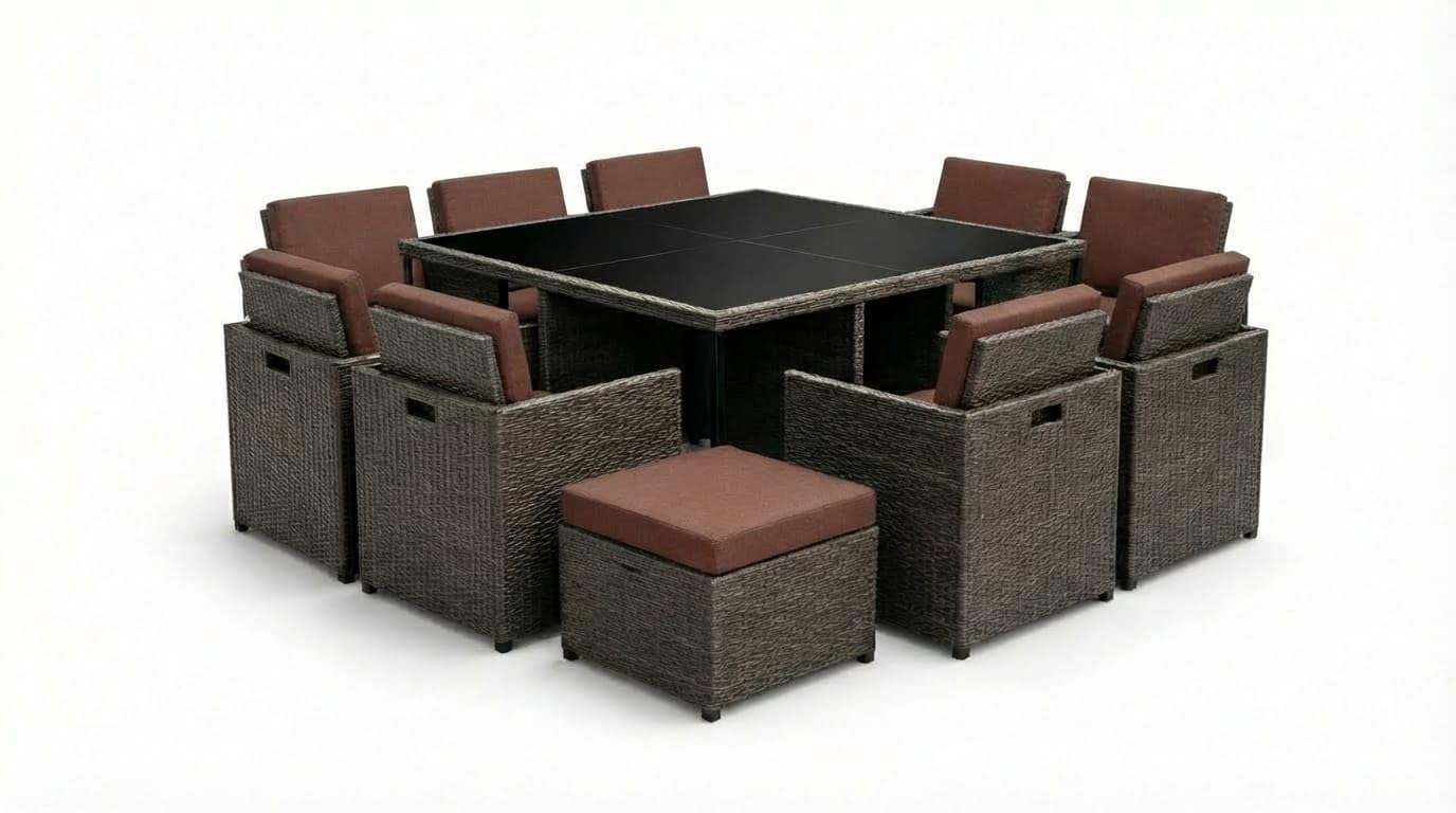 12 Pcs Replacement Rattan Garden Dining Chair Seat Pads – 43x47x5cm Foam Filled Outdoor Cushions for Kitchen, Living Room, Office Wicker Patio Garden Furniture – Removable Covers (Chocolate Brown)