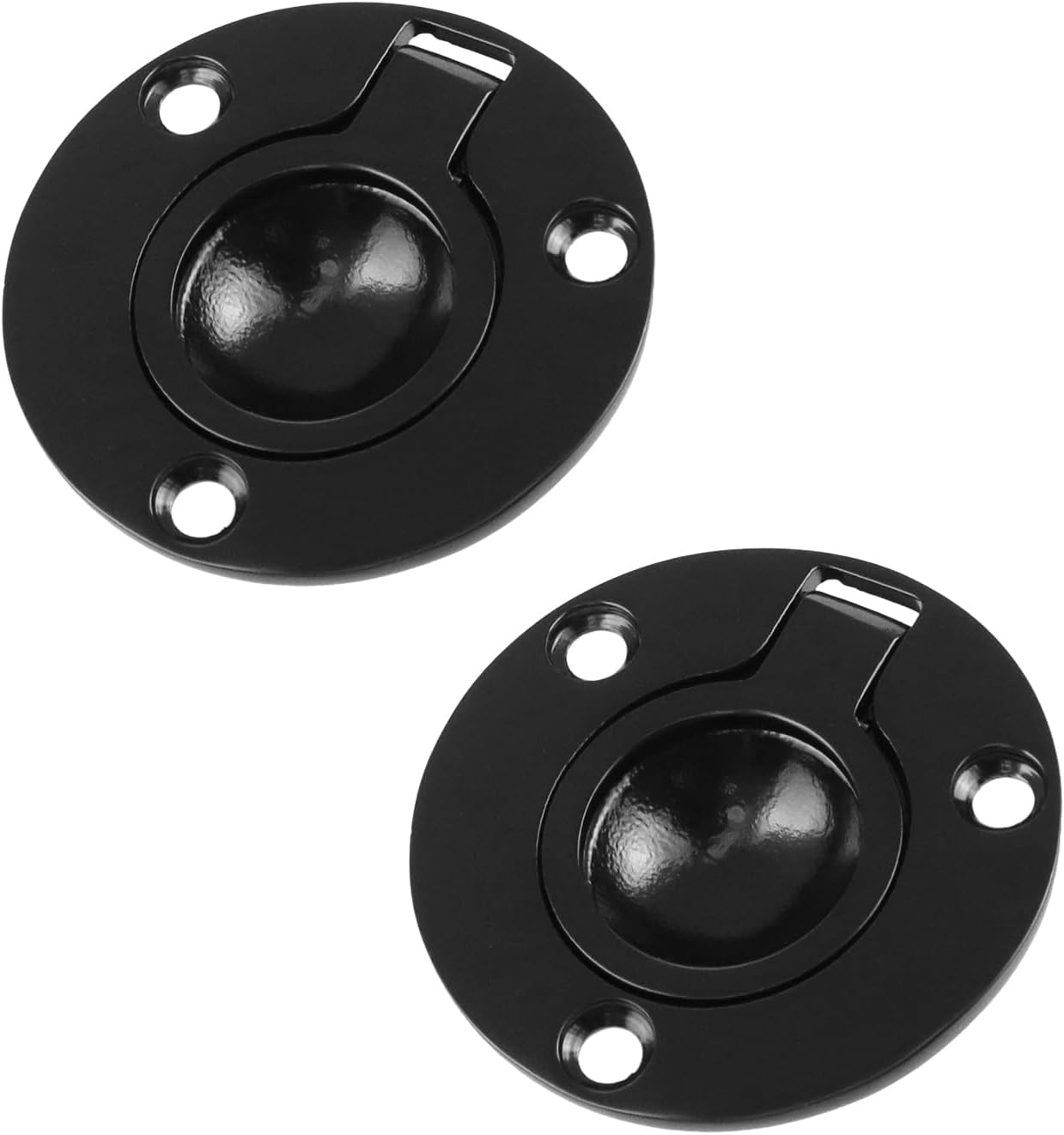 Bitray 2Pcs Black 316 Stainless Steel Round Flush Pull Ring 50mm Outer Diameter, Space-Saving Flush Design for Boat Hatches, Furniture, and Cabinets