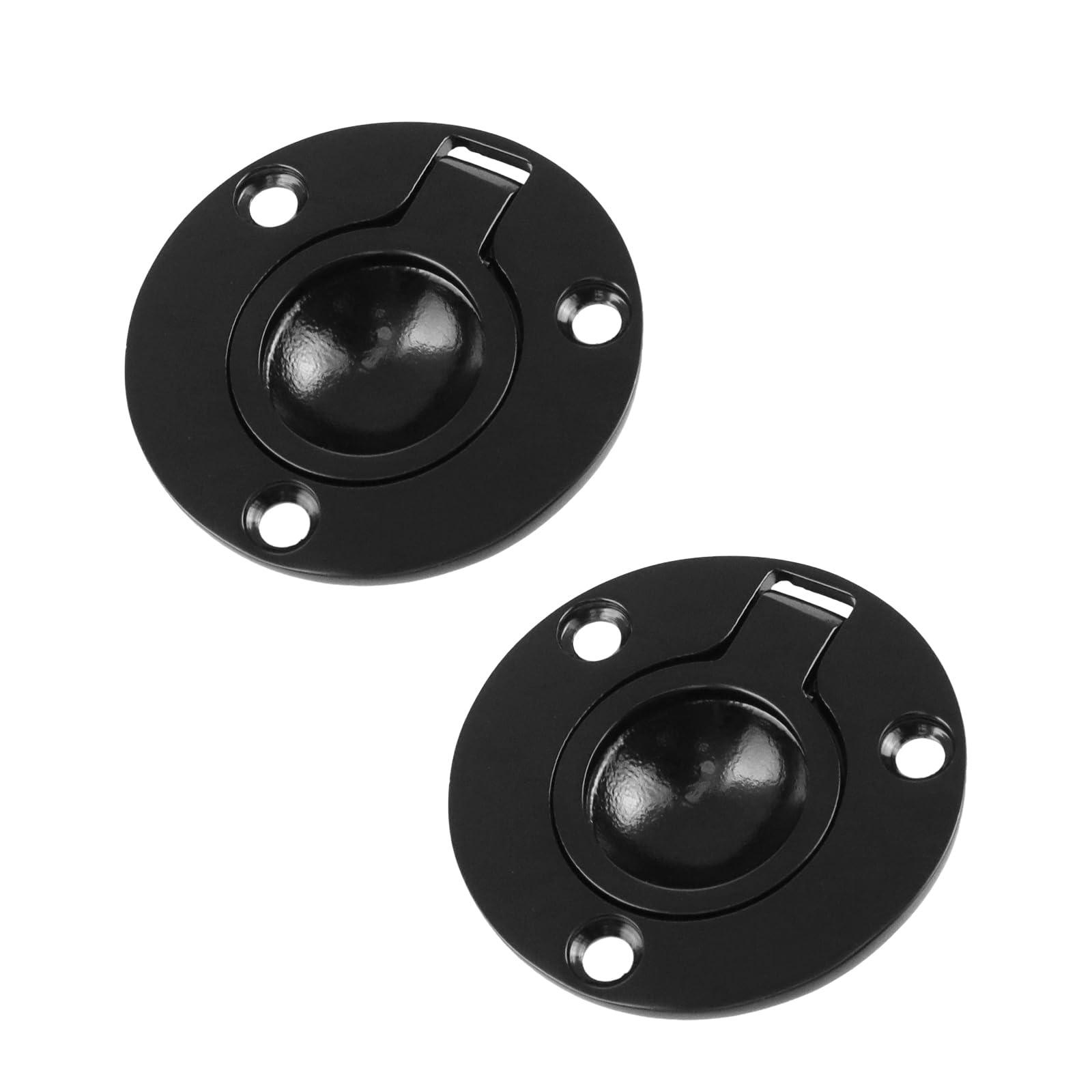 Bitray 2Pcs Black 316 Stainless Steel Round Flush Pull Ring 50mm Outer Diameter, Space-Saving Flush Design for Boat Hatches, Furniture, and Cabinets