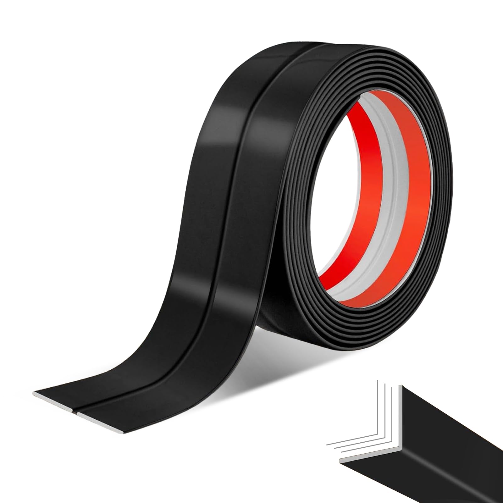 Thfaeyta Flexible Moulding Trim Self Adhesive, Corner Edging Strip for Wall Tile Ceiling, Peel Stick Decorative Cover, Door Frame, Window Edge (Black)