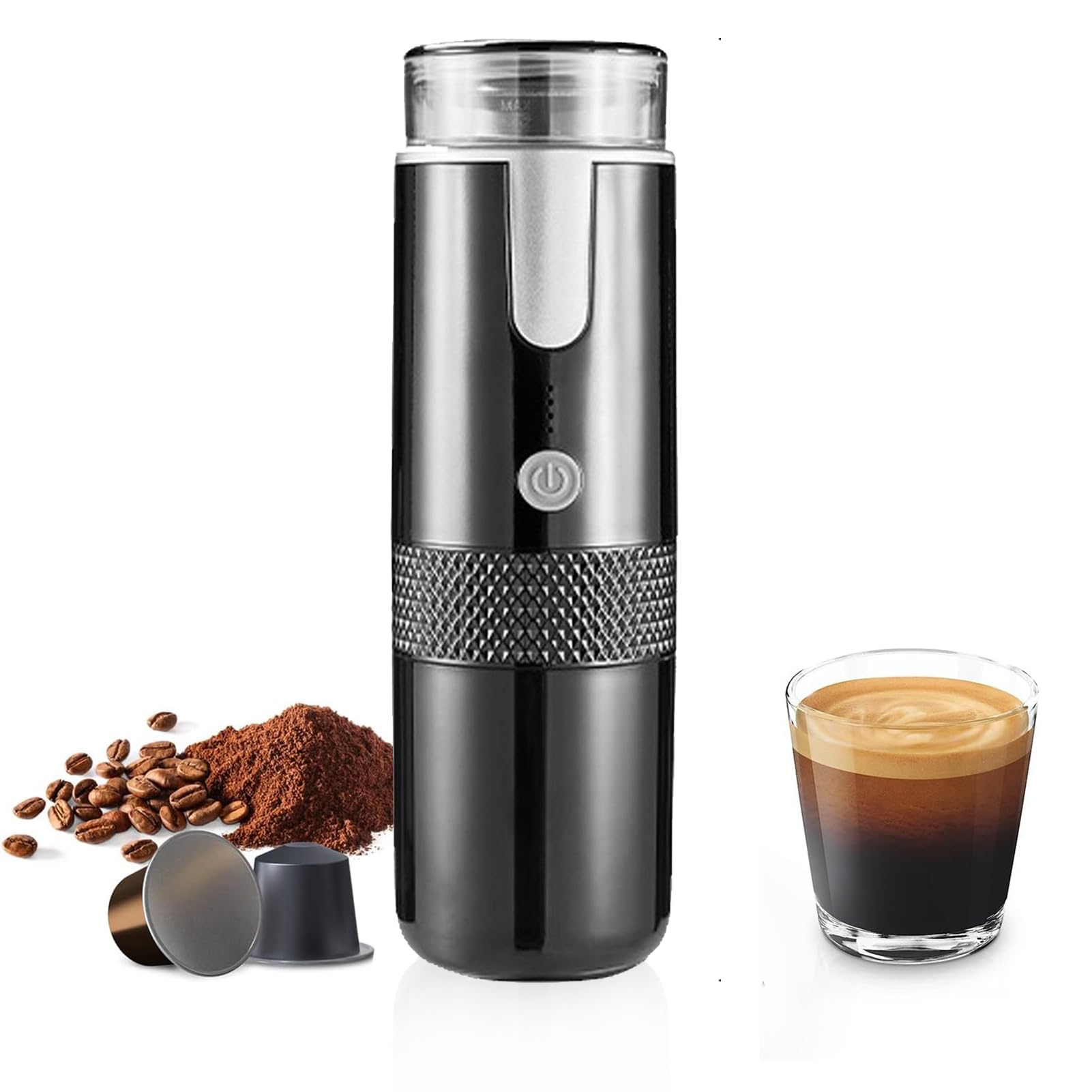 VBESTLIFE Portable Electric Espresso Machine, Cordless Type C Rechargeable Coffee Maker, Compatible with Coffee Capsules & Ground Coffee for Camping, Travel, Hiking, Office