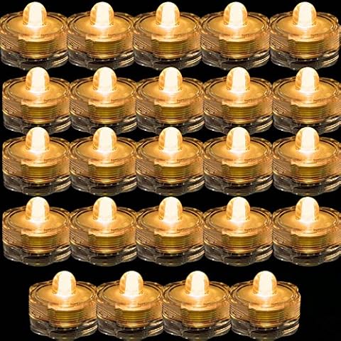 TDLTEK Waterproof Submersible Led Lights Tea Lights for Wedding, Party, Decoration (24 Pieces Amber) Cover
