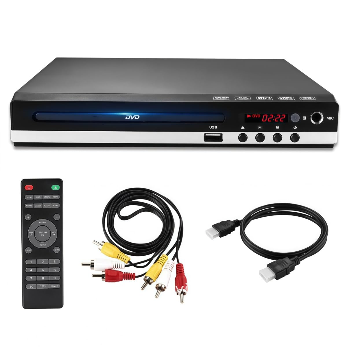 Tosuny Lettore DVD HDMI per TV Senza Regione, Lettore DVD HD 1080P con Telecomando e Porta HDMI/AV/USB, Riproduce di Tutte le Regioni e Multiformato, Compatibile con PAL/NTSC (BLACK)