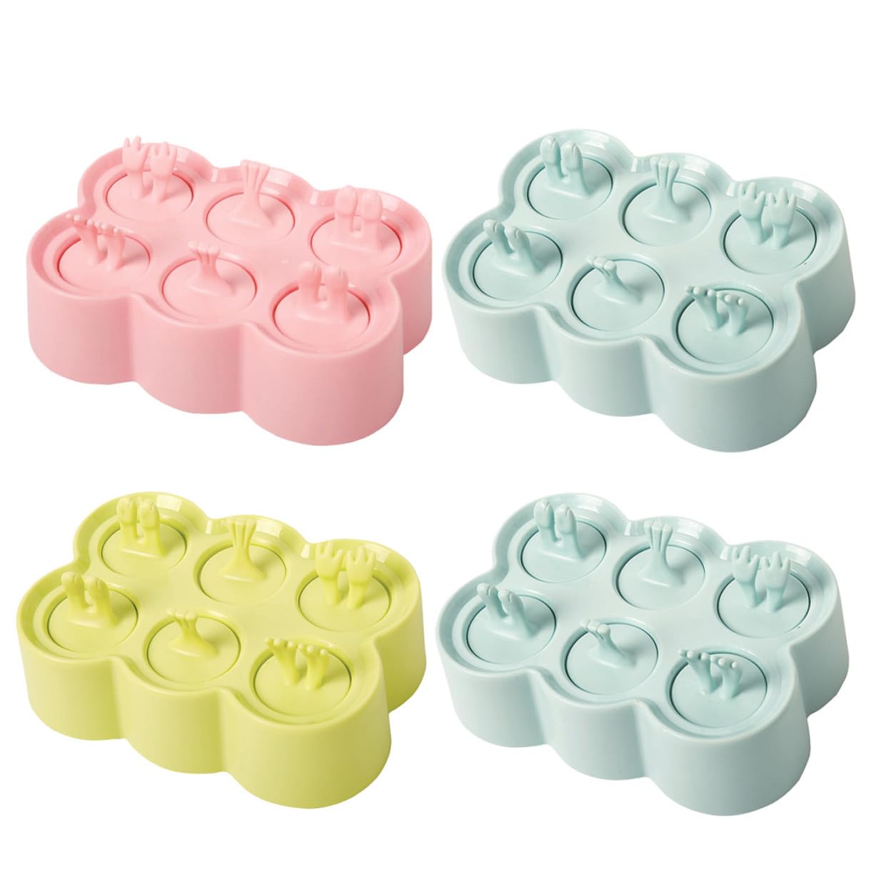 4 juegos Moldes de Silicona para Helados DIY Moldes de Animales para Polos Cubitos de Hielo y Yogur y Prácticos para Verano