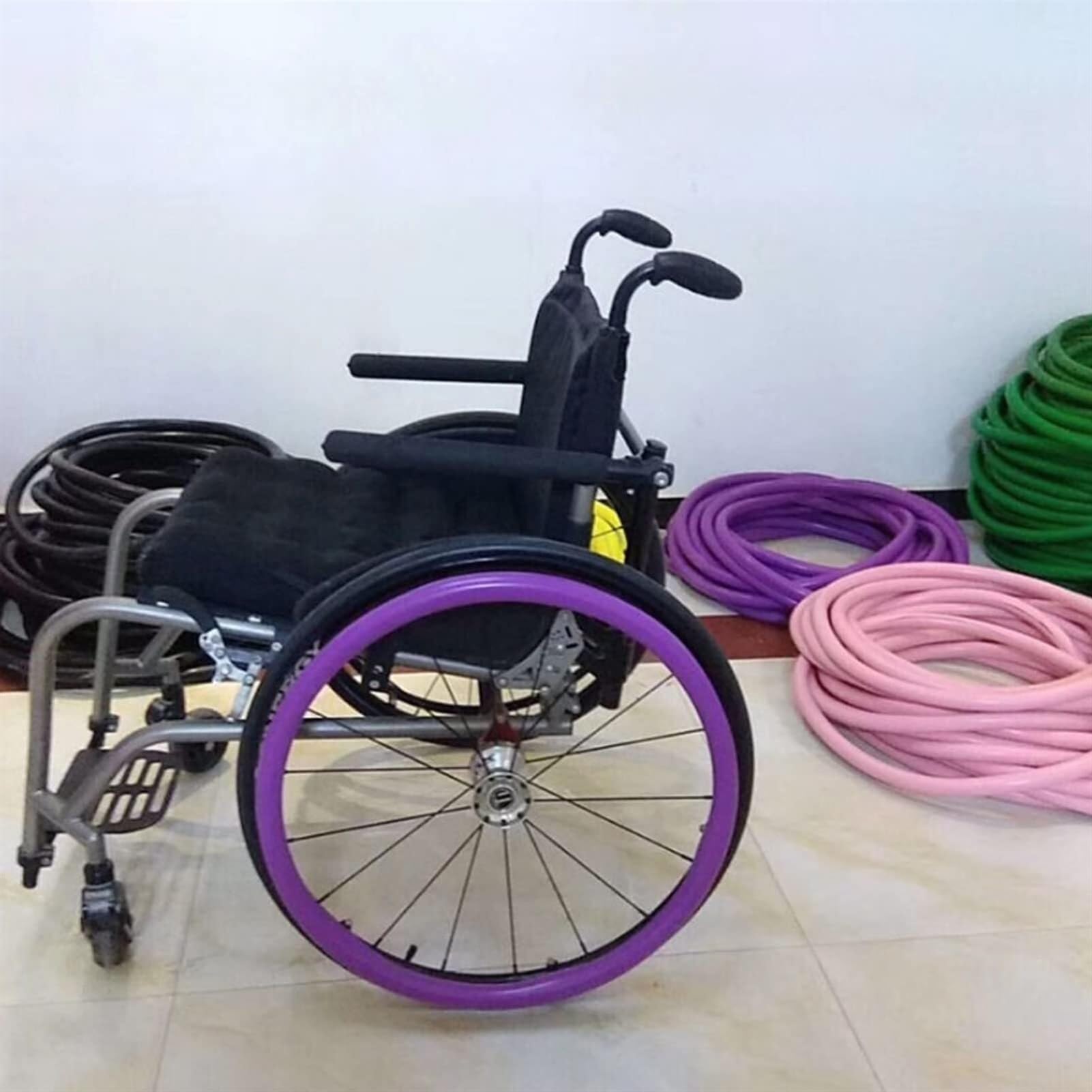 UYSELA 1 Par de Funda para Silla de Ruedas de 20/22/24 Pulgadas, Fundas para Aros de Silla de Ruedas Antideslizante, Funda Protectora para Mejorar el Agarre y La Tracción,Blue-24in