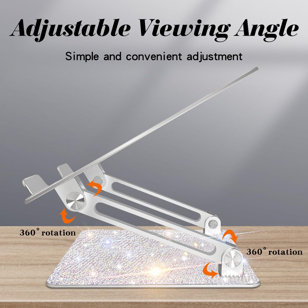 Bling - Soporte ajustable para laptop, elevador portátil de aluminio, plegable, ergonómico para MacBook Air Pro, Dell XPS, HP (10-17.3 pulgadas), color plateado