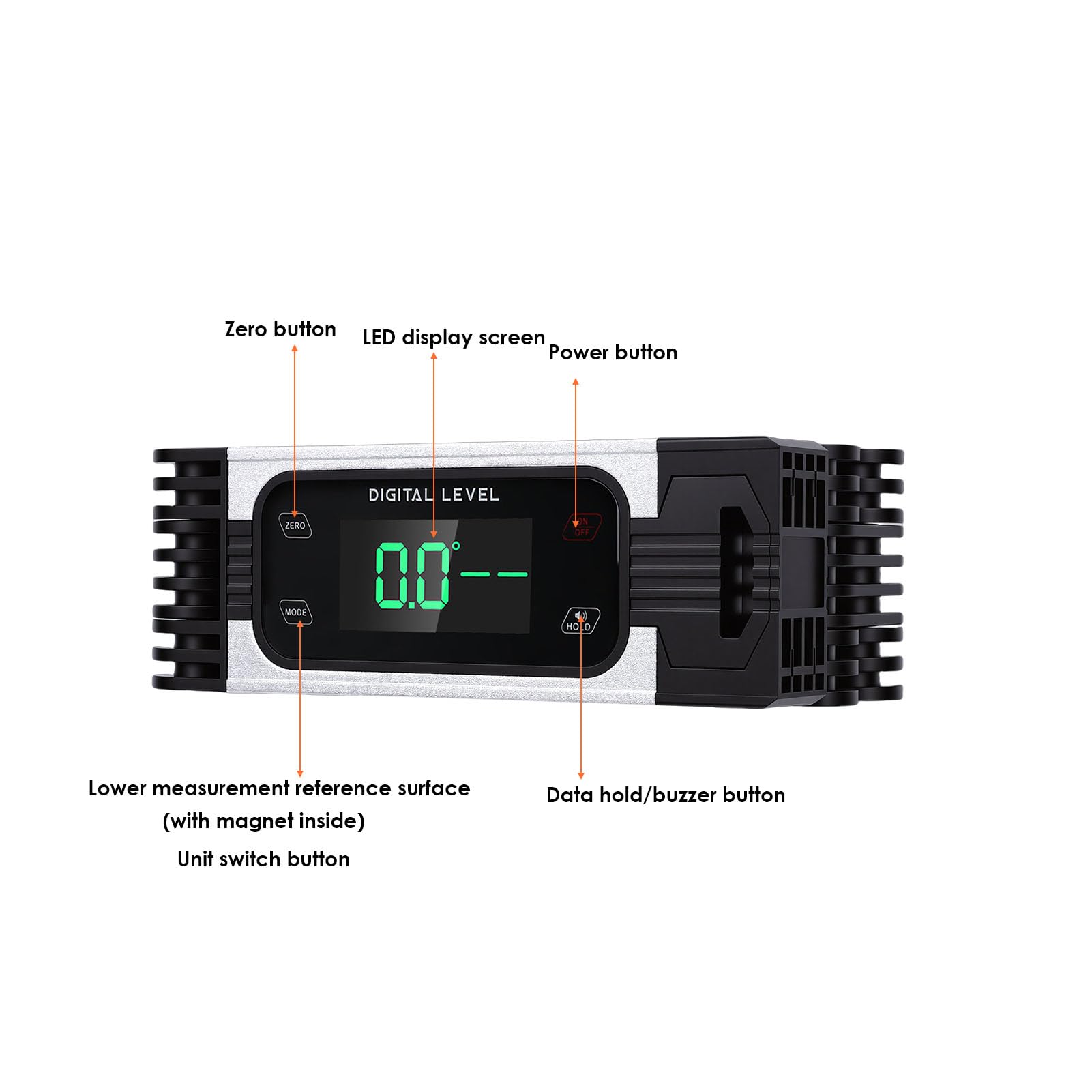 FILFEEL Digital Plegable de 45 Cm, 3 Secciones con Base Magnética, Buscador de ángulos y Transportador de Aleación de Aluminio para Carpintería, Decoración del Hogar, Instalación de Gabinetes