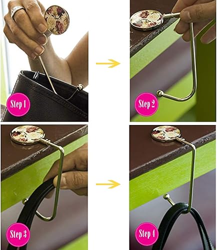Miniatura 6 de Creatiee - Paquete de 6 ganchos largos para bolsos, para escritorio de mesa, soporte portátil para bolsas debajo del mostrador, gancho para mujeres