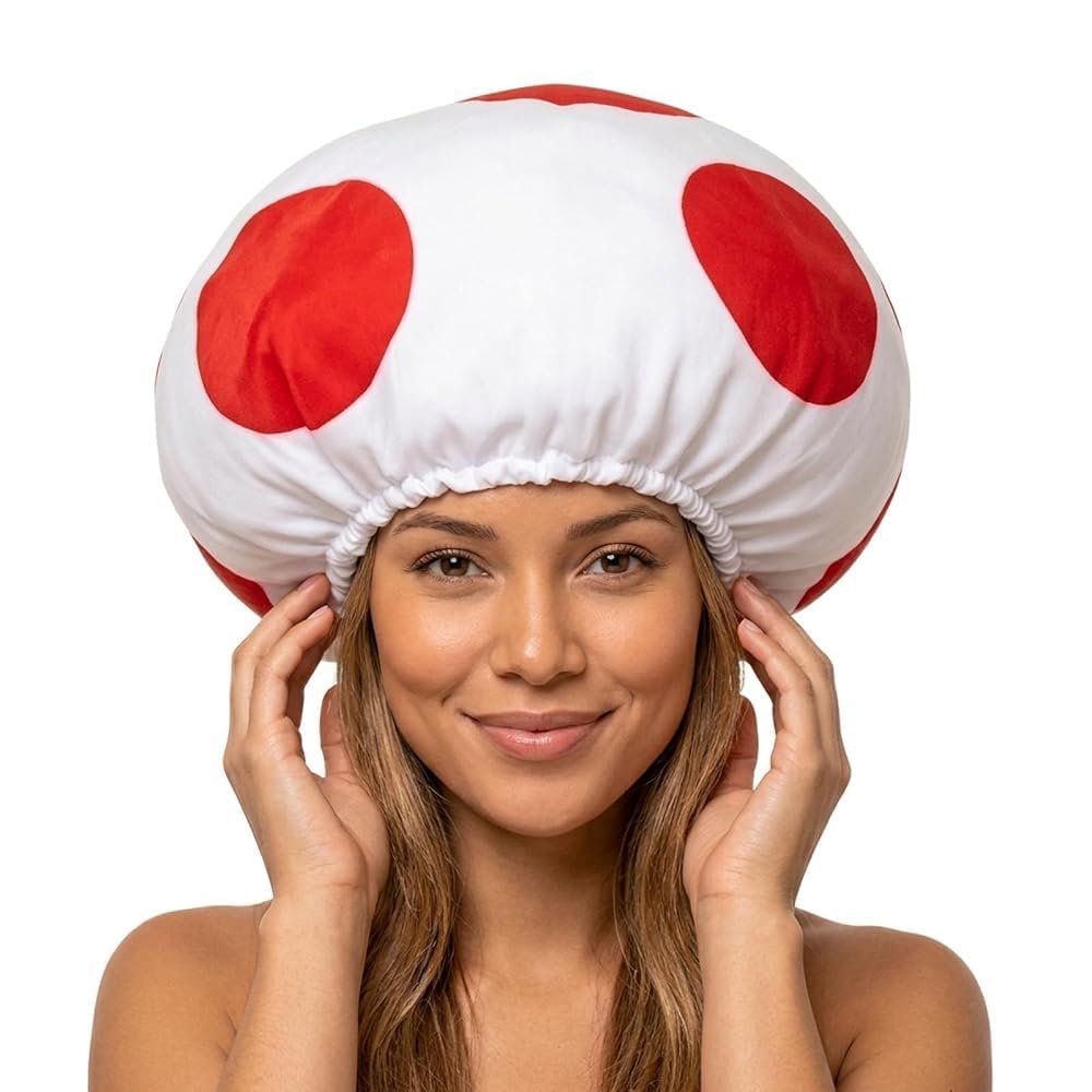 QhgPnt Mushroom Hat, Toad Costume, Funny Hats for Adults, 36cm x 24cm for Cosplay Events