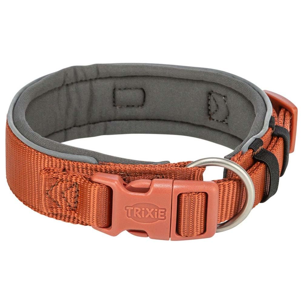 TRIXIE Premium collar, Extra wide, S–M: 33–42 cm/35 mm, rust/graphite