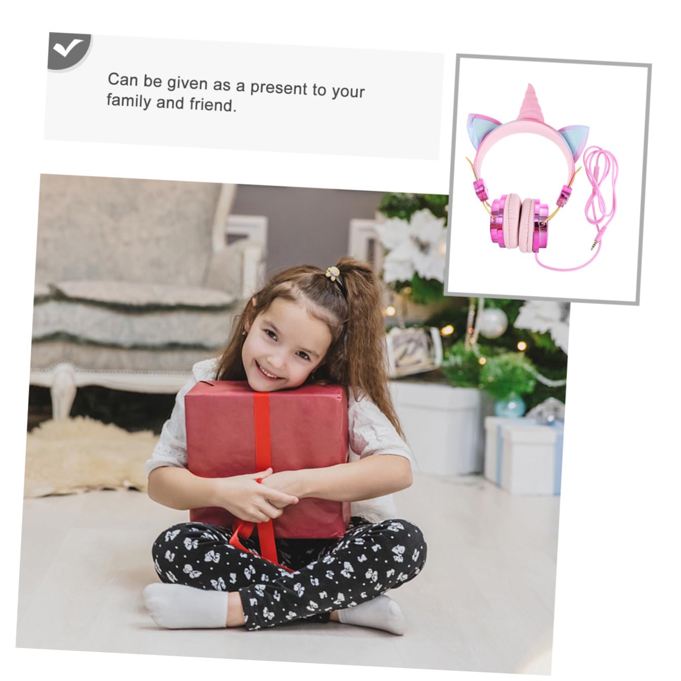 Uonlytech Cuffie Over Ear a Forma di Gatto e Unicorno, Strass, Microfono e Controllo Volume, Cavo 1,2m per Smartphone e Tablet