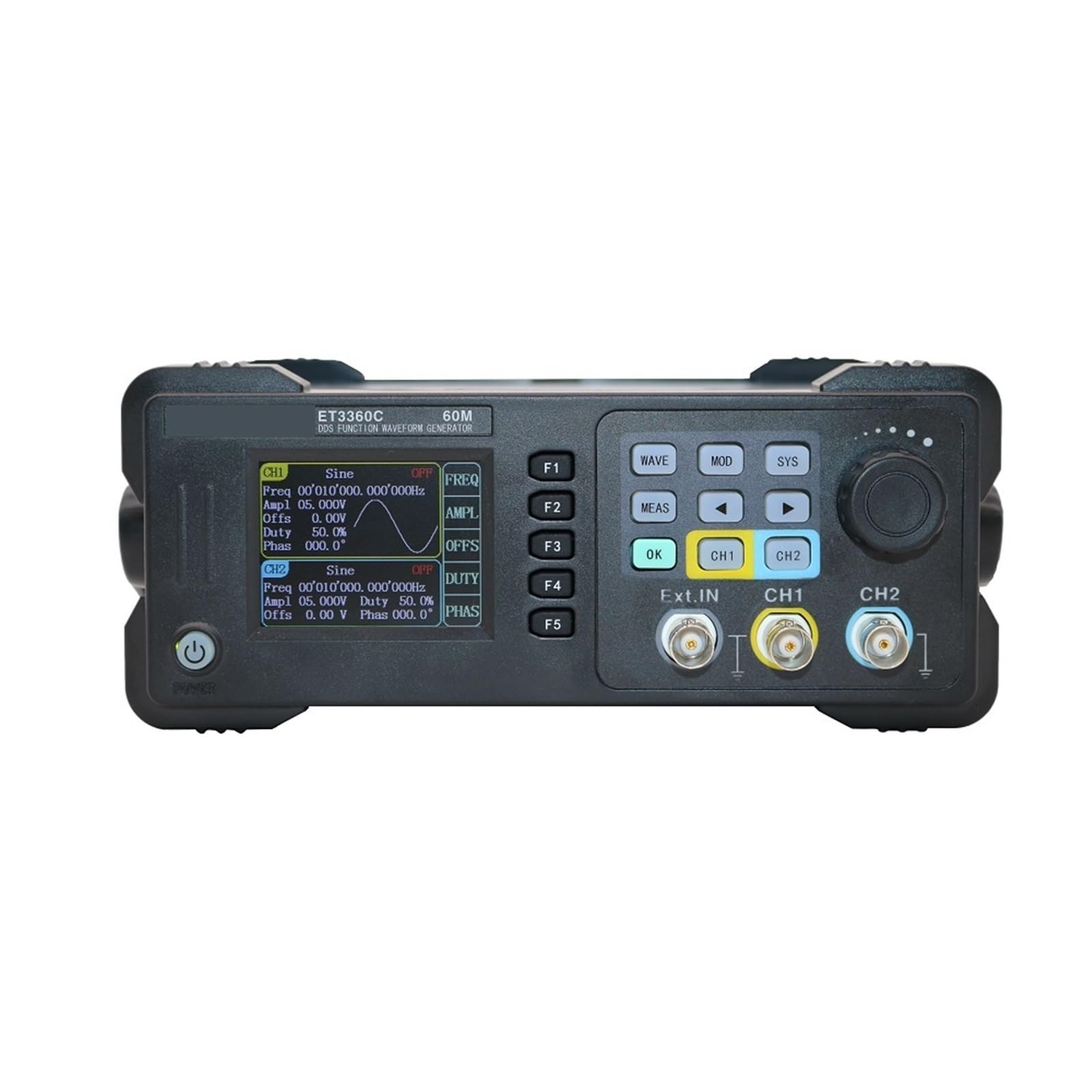 Generatore di segnale funzione DDS a 2 canali da 60 MHz, 40, 20, sorgente impulsi onde arbitrarie, contatore frequenza 100 M, 200 MSa/s fai te Prove industriali(ET3320C-20MHz)