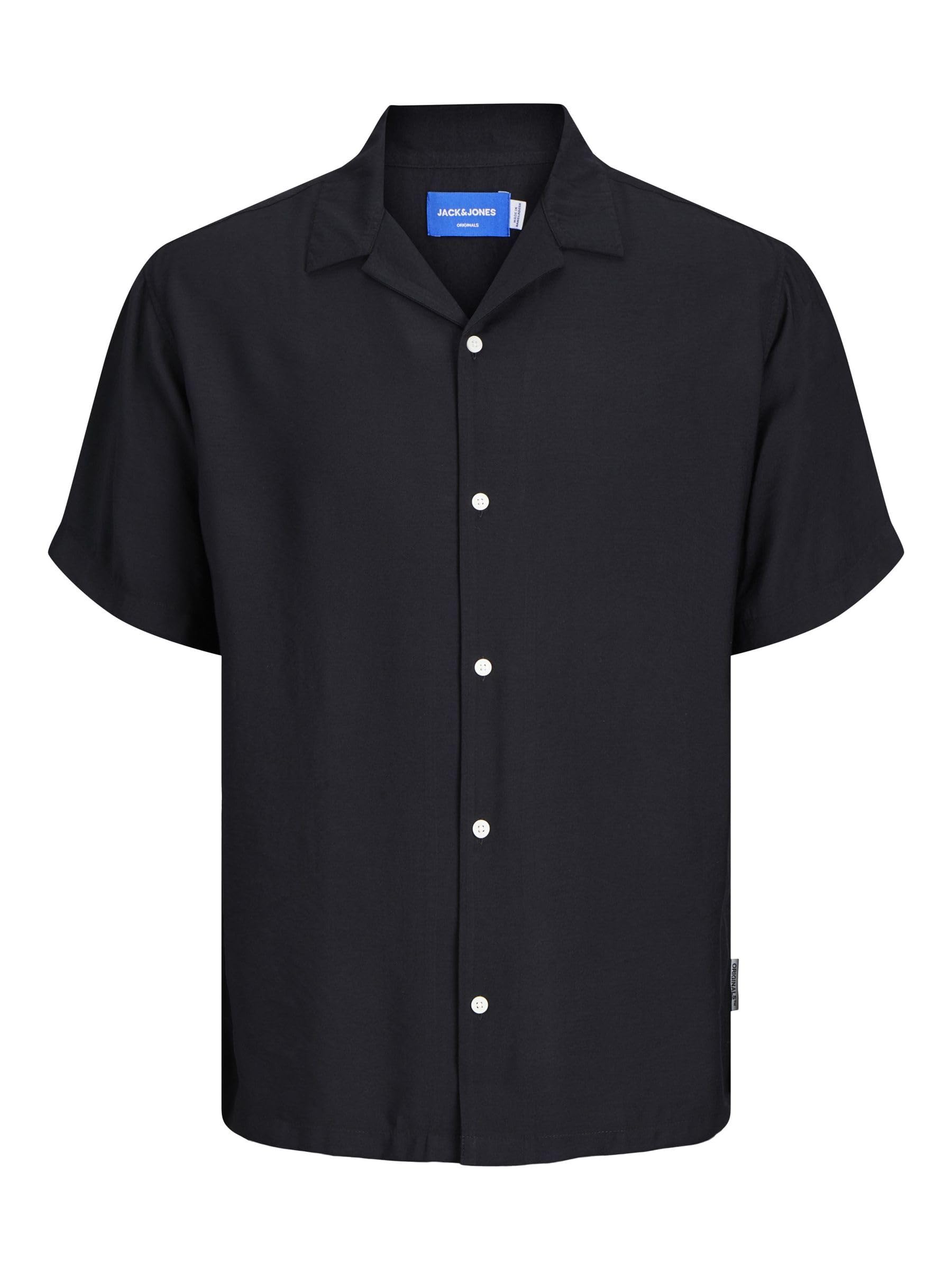 JACK & JONES Men's Jorjeff Marbella Resort Shirt Short Sleeve Shirt, Black, XS