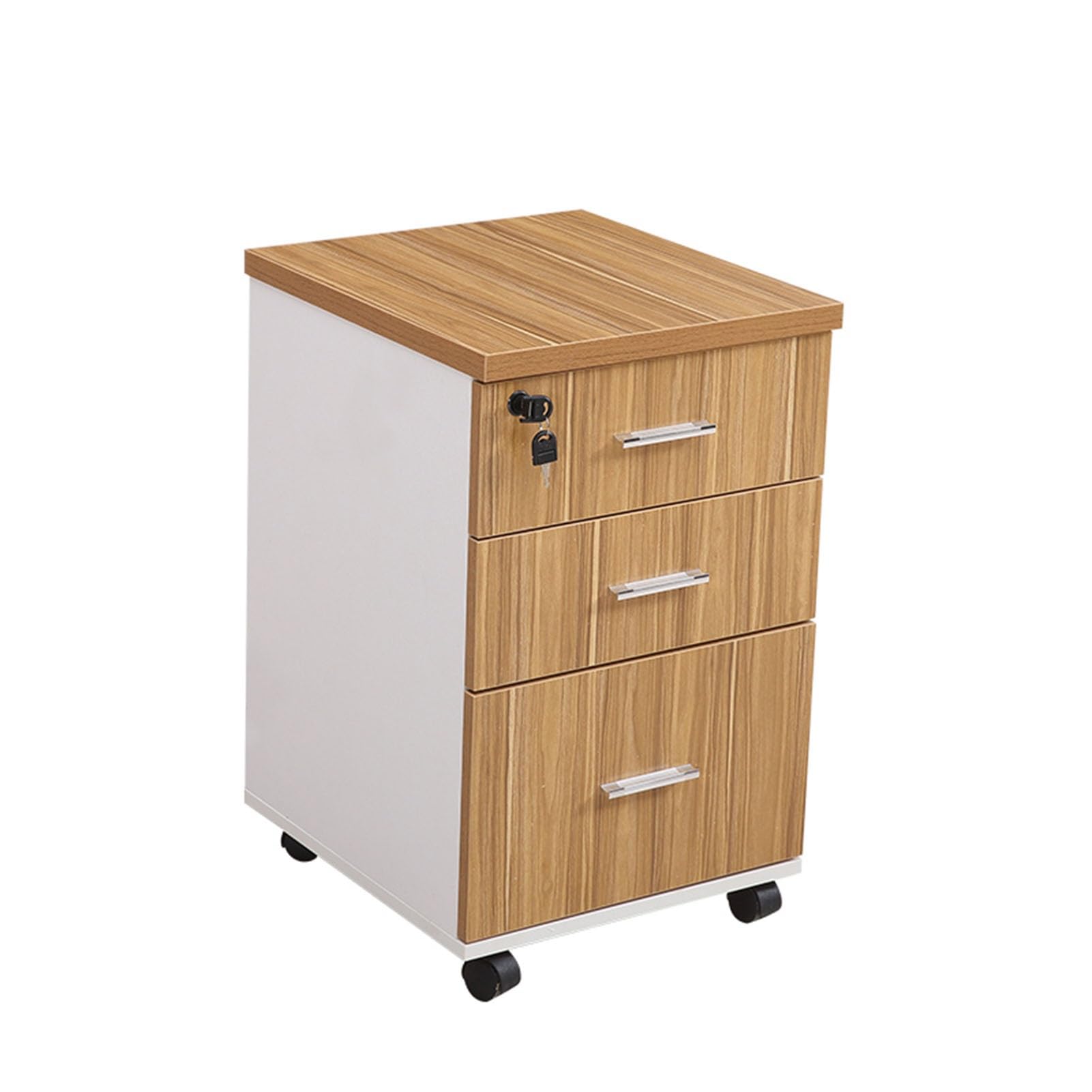 ASerZenith Lockable Mobile Desktop File Cabinet With Drawers Wooden Nightstand Office Document Storage Cabinet For Desktop Organization,B