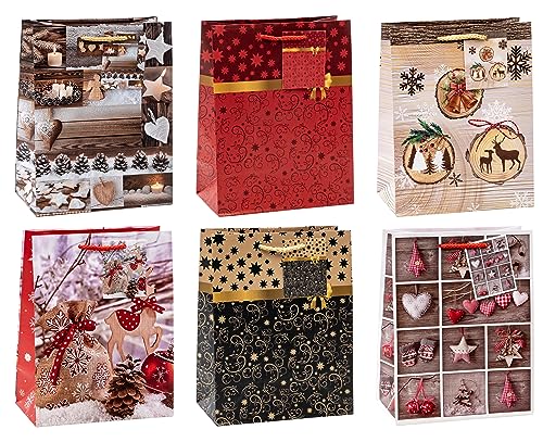 TSI 83019 Gift Bags Christmas No 9, Pack of 12, Size: Medium (7 x 4 x 9 inch)