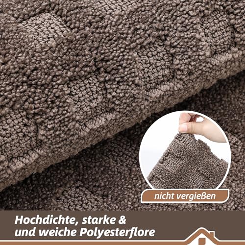 BEQHAUSE Fussmatte Innen, waschbar Fußmatte Innen, rutschfeste Schmutzfangmatte 60x90cm, Teppich Eingangsbereich Innen für Hund, Innenbereich, Haustür, Flur, Braun