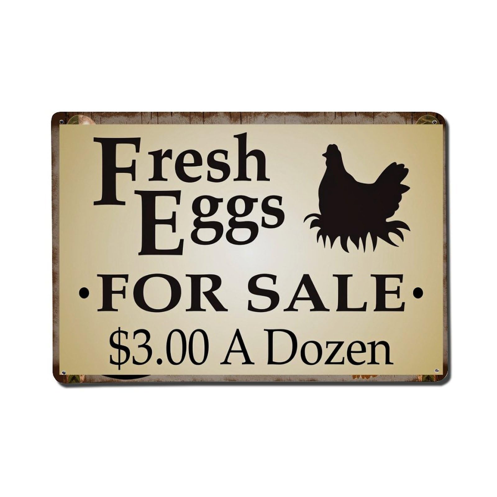 Enderetf Vintage Fresh Eggs For Sale Sign With Chicken Silhouette Tin Sign Metal Poster, Home Bar Garage Man Cave Cafe Indoor & Outdoor Wall Decoration 8X12inches