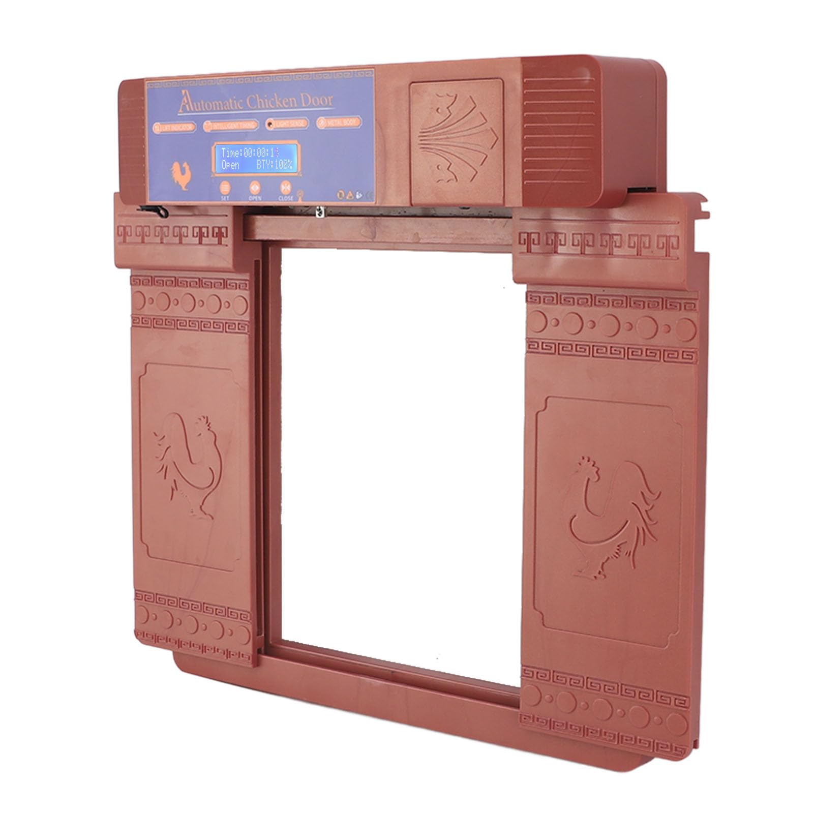 Puerta de Gallinero, Alarma Antitrampa con Batería Baja. Abridor de Puerta de Gallinero para Granja (Bronce)