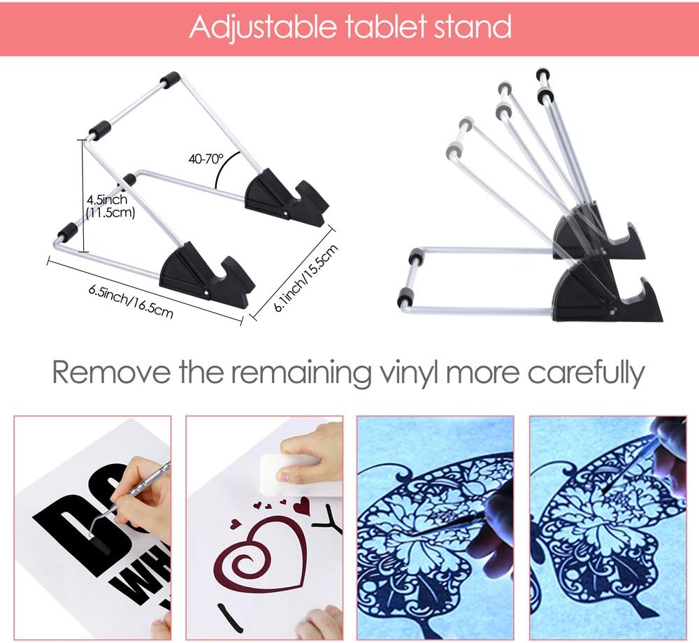 Caydo 16 Pieces Weeding Tools for Vinyl Including A4 LED Light Pad, Tablet Stand, Weeders, Tweezers