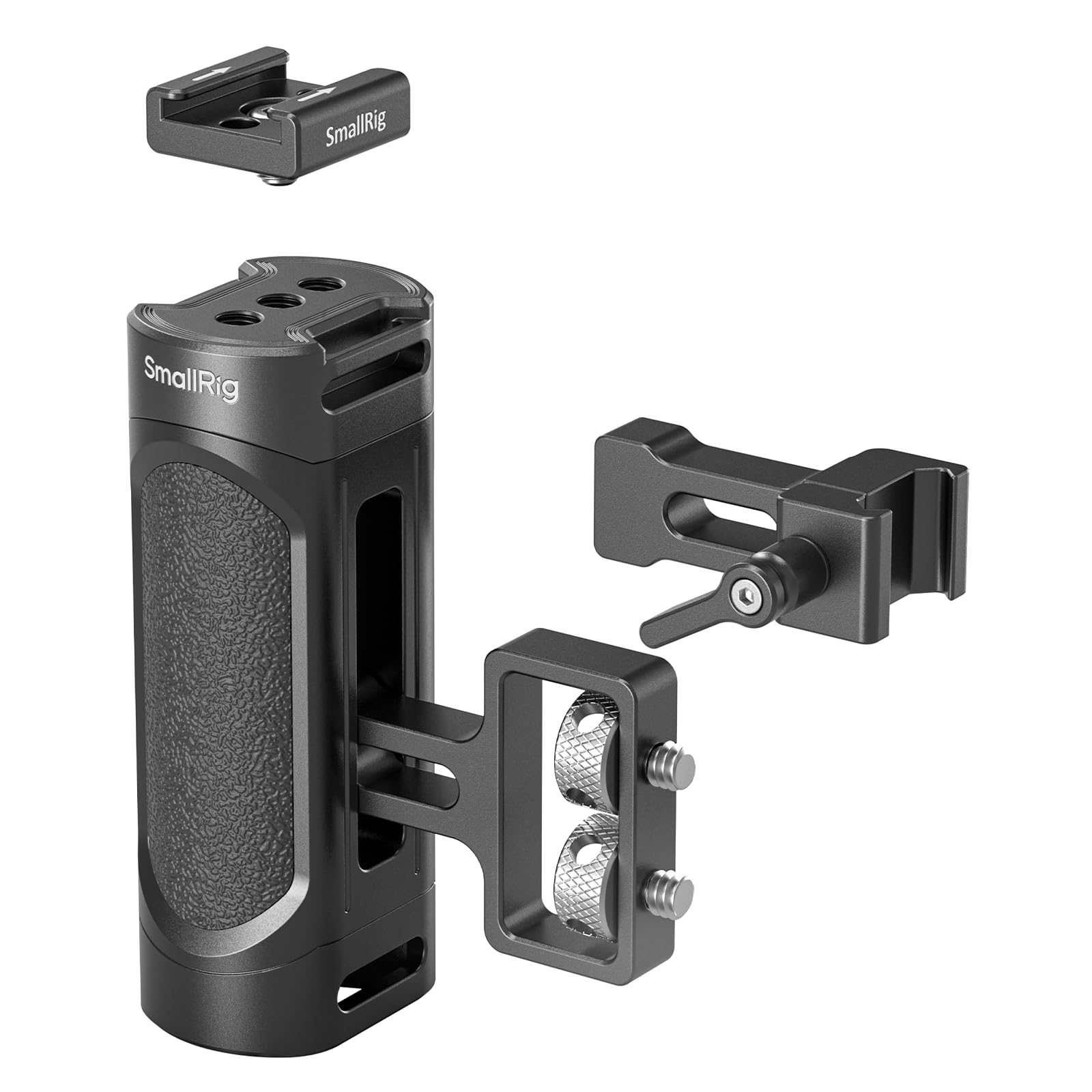 SmallRig Mini Camera Side Handle with NATO and 1/4"-20 Screws Installation Options, for Left and Right Hand, with 1/4"-20 Threaded Holes, Wrist Strap