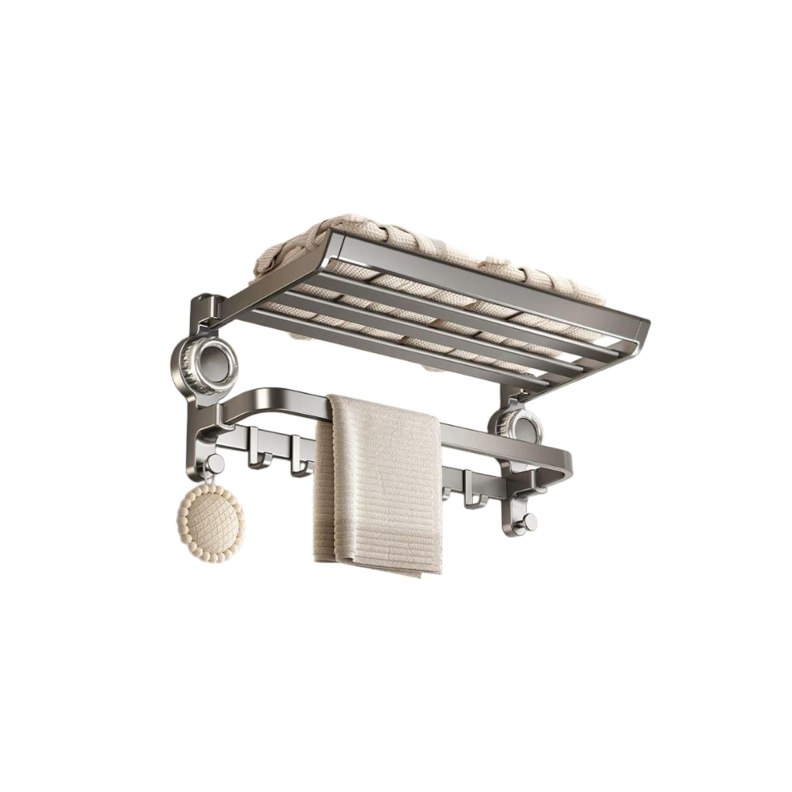 Porte serviette gris de 60cm pour rangement mural de salle de bain