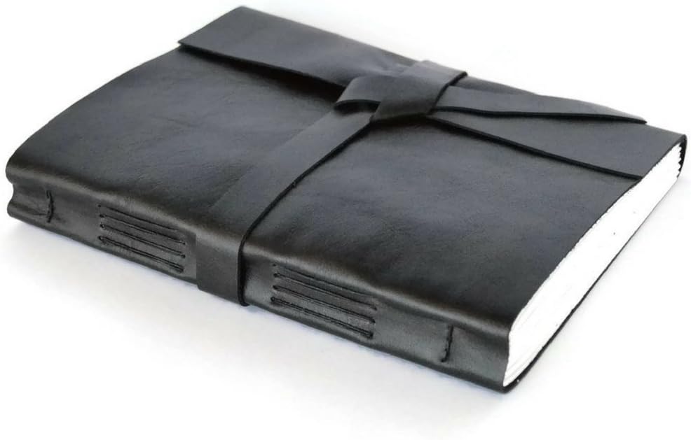 Handmade Black Leather Journal Lined Paper, Personalized Journal Notebook, Mens Journal, 6x8 inch