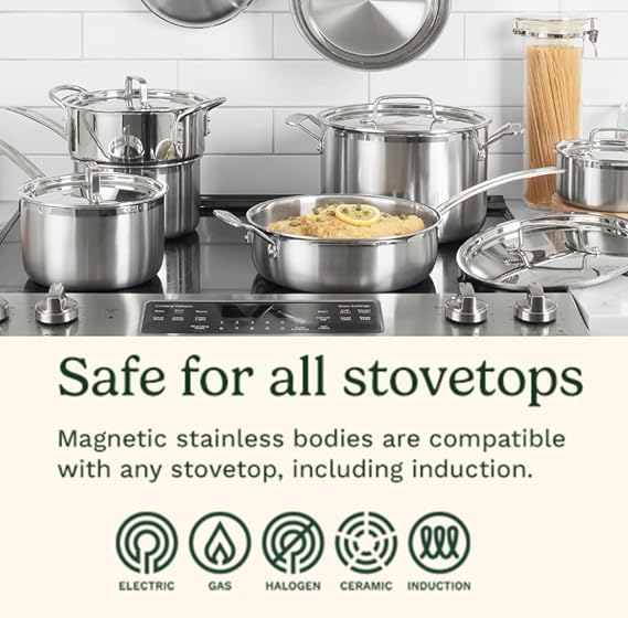 Cuisinart 12-Piece MultiClad Pro Triple Ply Stainless Stainless Steel Pots and Pans Set, Cookware Set Compatible with Induction, Electric, Gas Cooktops, Cool Grip Handles, Oven Safe to 500F, Silver