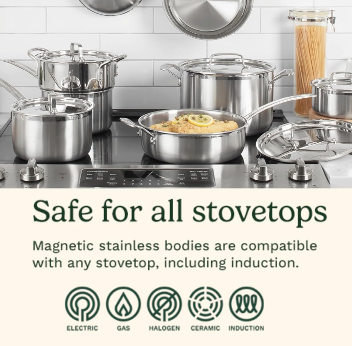 Cuisinart Stainless Steel Pots and Pans Set Induction Compatible 12 pc | 12-pc Cuisinart stainless steel cookware set with saucepans saute pan stockpot skillets oven safe to 500F MCPS-12N product thumbnail 5