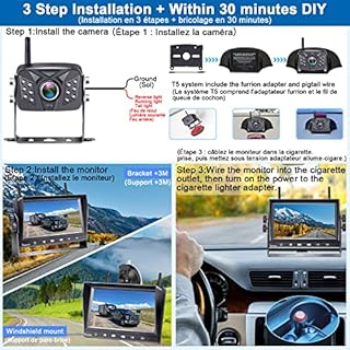 Tomoia Caméra de recul sans Fil WiFi étanche 7" LCD Split Monitor Touch Key Screen DVR Recorder Système de Vue arrière pour Camping-Car, Van Camion T5