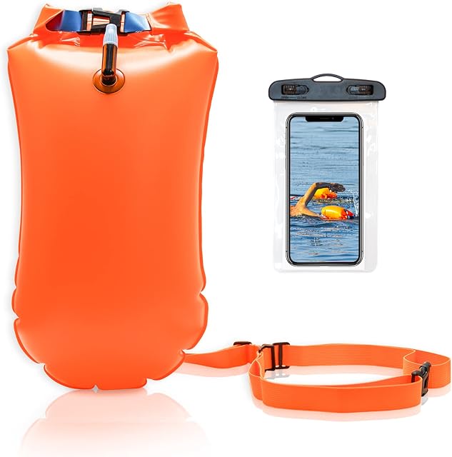 Habaylin 20L Swim Buoy, Swimming Floats for Adults and Kids, Waterproof Inflatable Dry Bag Safety Tow Float for Water Sports, Open Water Swimmers, Triathletes, Kayakers and Snorkelers