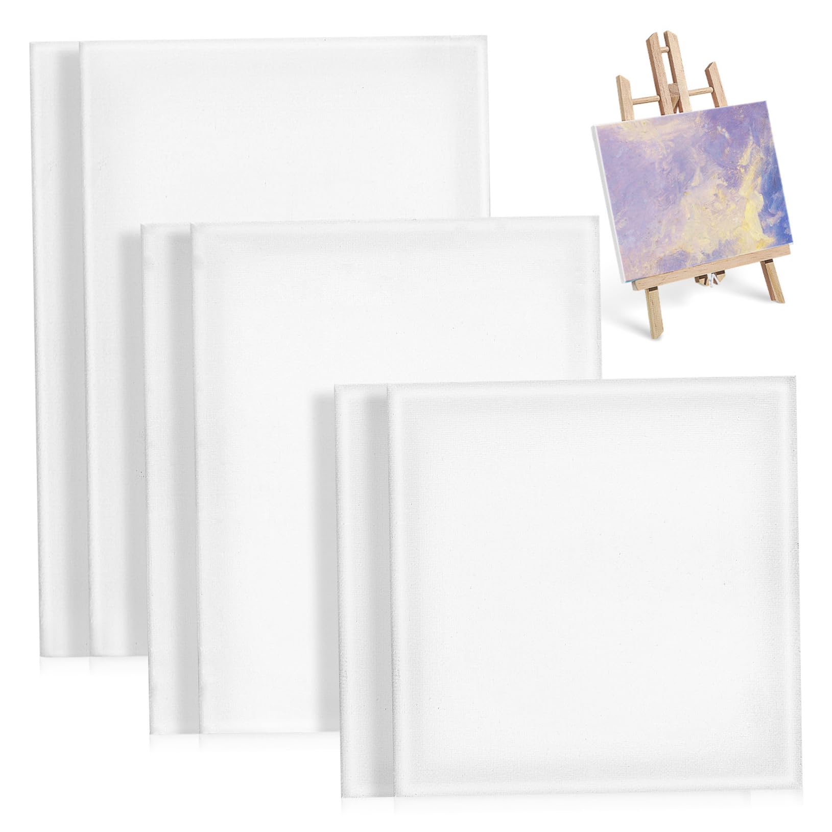 Lienzos para Pintar Cuadrados de Algodón Blanco, 6 Piezas | Paneles para Pintura Acrílica y Otras Técnicas, Superficie Cómoda, Uso Versátil para Suministros de Arte