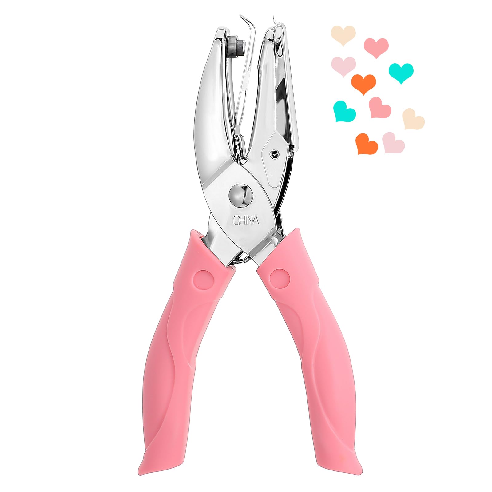 Classicseali Single Hole Punch for Crafts, 5.5mm Pink Heart Hole Puncher Small,Custom Holes Punches with Rubber Handle, Small Holes Puncher for Clothing Tickets DIY Craft Labels Scrapbooking Tools
