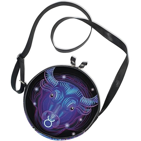 ALAZA Constellation Zodiac Signs Taurus Round Crossbody Bag Messenger Purse