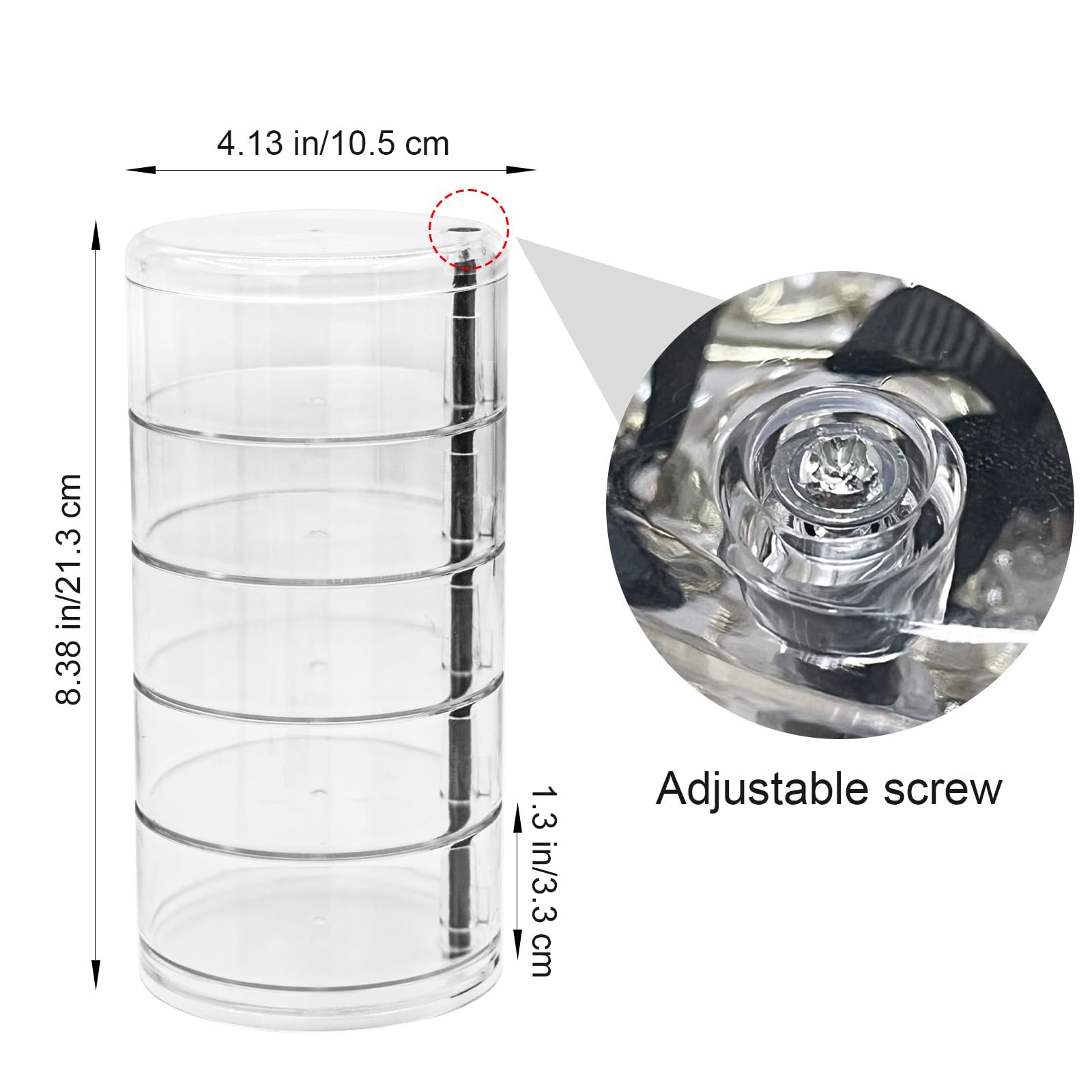Organizador de joyas giratorio de 5 capas, caja organizadora de aretes pequeños para mujer, almacenamiento de accesorios de joyería transparente con tapa para aretes, pulseras, collares