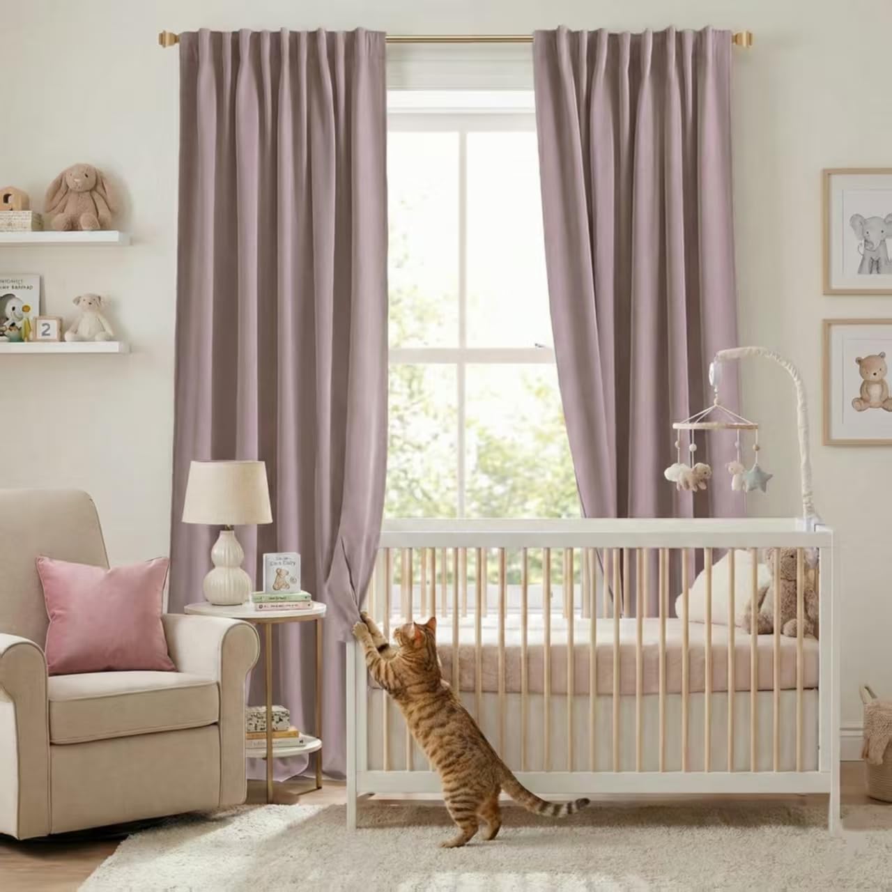 PANELSBURG Wild Rose Curtains for Teen Girls Blackout Feminine Curtains for Women Bedroom 243.8 cm long, Purple (Dusty Mauve) โ image 1