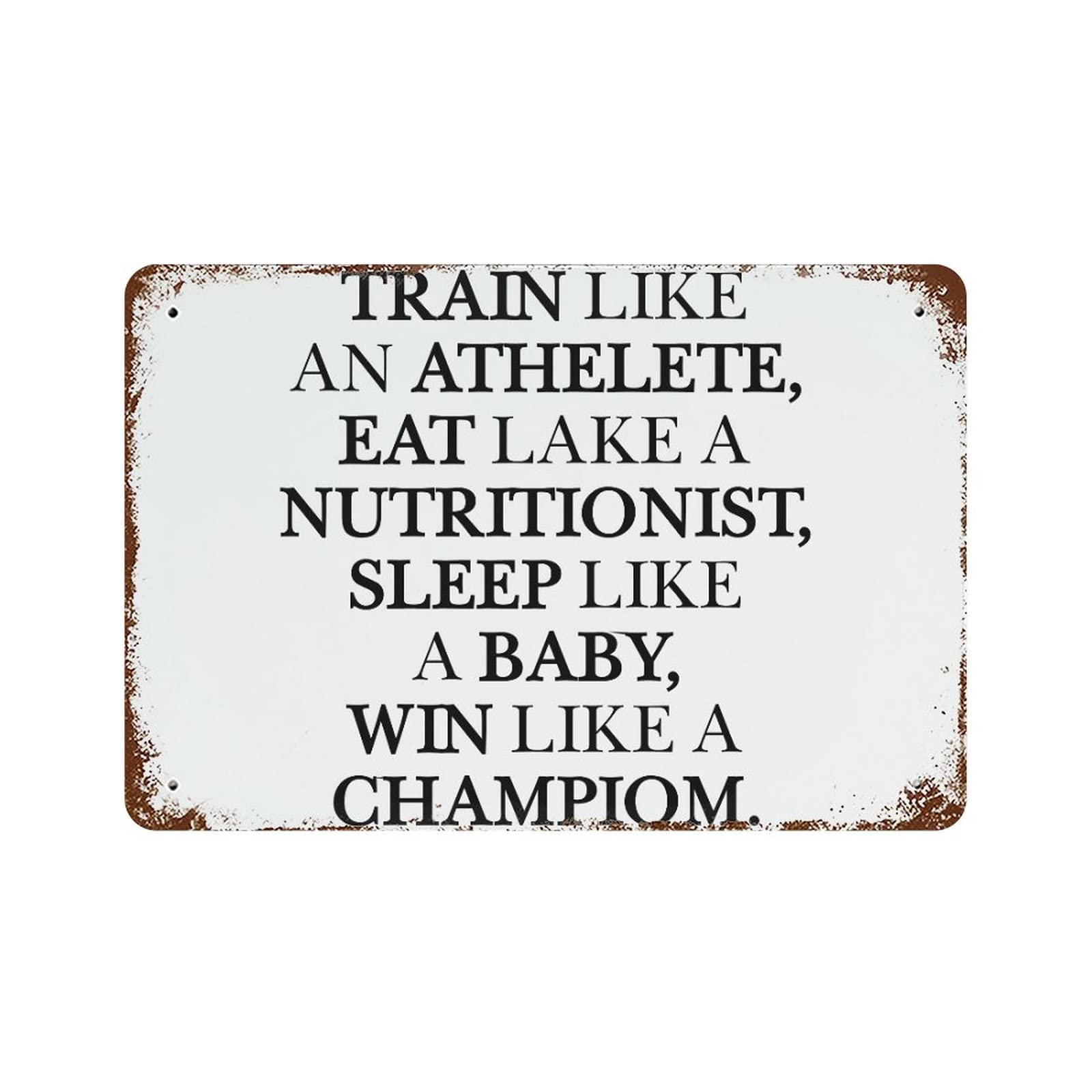 Panneau Train Like An Athlete l'idée cadeau rétro idéale pour une pendaison de crémaillère