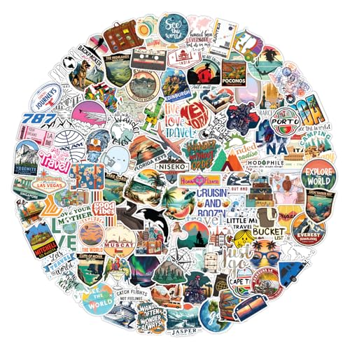 Image of CodersParadise 250+ Travel Stickers Pack - Premium Waterproof Vinyl Self-Adhesive Decals for Laptop, Luggage Bags, Journal, Bike & Scrapbook - Residue-Free Travel-Themed Sticker Set