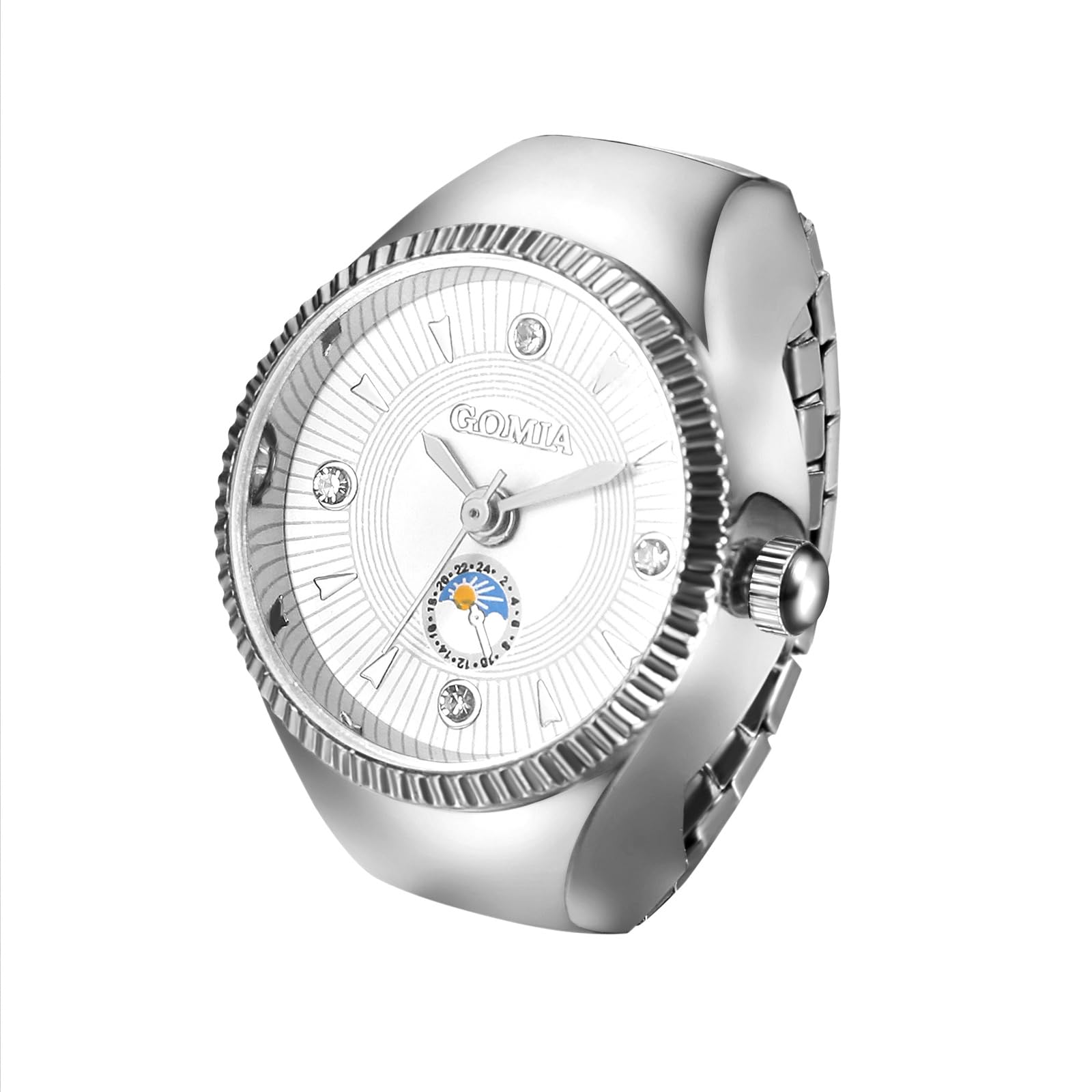 JewelryWe Fingeruhr Elastische Ringuhr Damen: Silber Analog