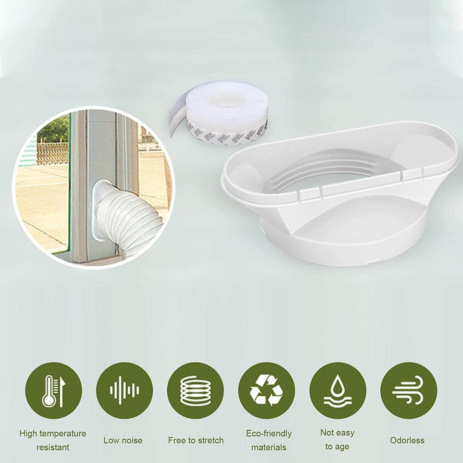 Kit di Scorrimento per finestre Elastiche, Universale per Aria condizionata Portatile, PVC, 1 unità, Bianco Avorio
