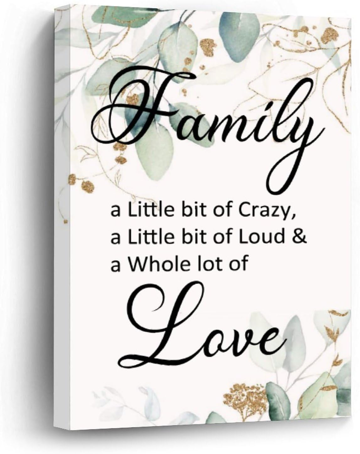 Wall Prints Family A Little Bit of Crazy, A Little Bit of Loud & A Whole Lot of Love Framed Canvas Print Wall Art Inspirational Quotes Wall Hanging Art Modern Gallery Wall Decor Gift for Friend Housew