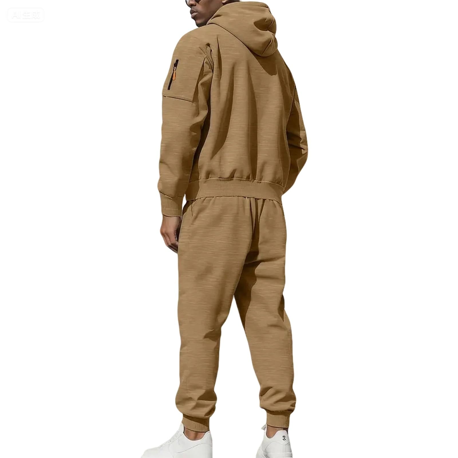 Conjunto de entrenamiento de invierno para hombre, sudadera con capucha térmica y cremallera con múltiples bolsillos, conjunto personalizable personalizable para hombre, sudadera con capucha térmica