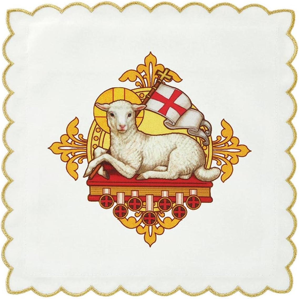 Lamb of God Chalice Pall Catholic Church Communion Supplies, 7 Inch Square, Pack of 4