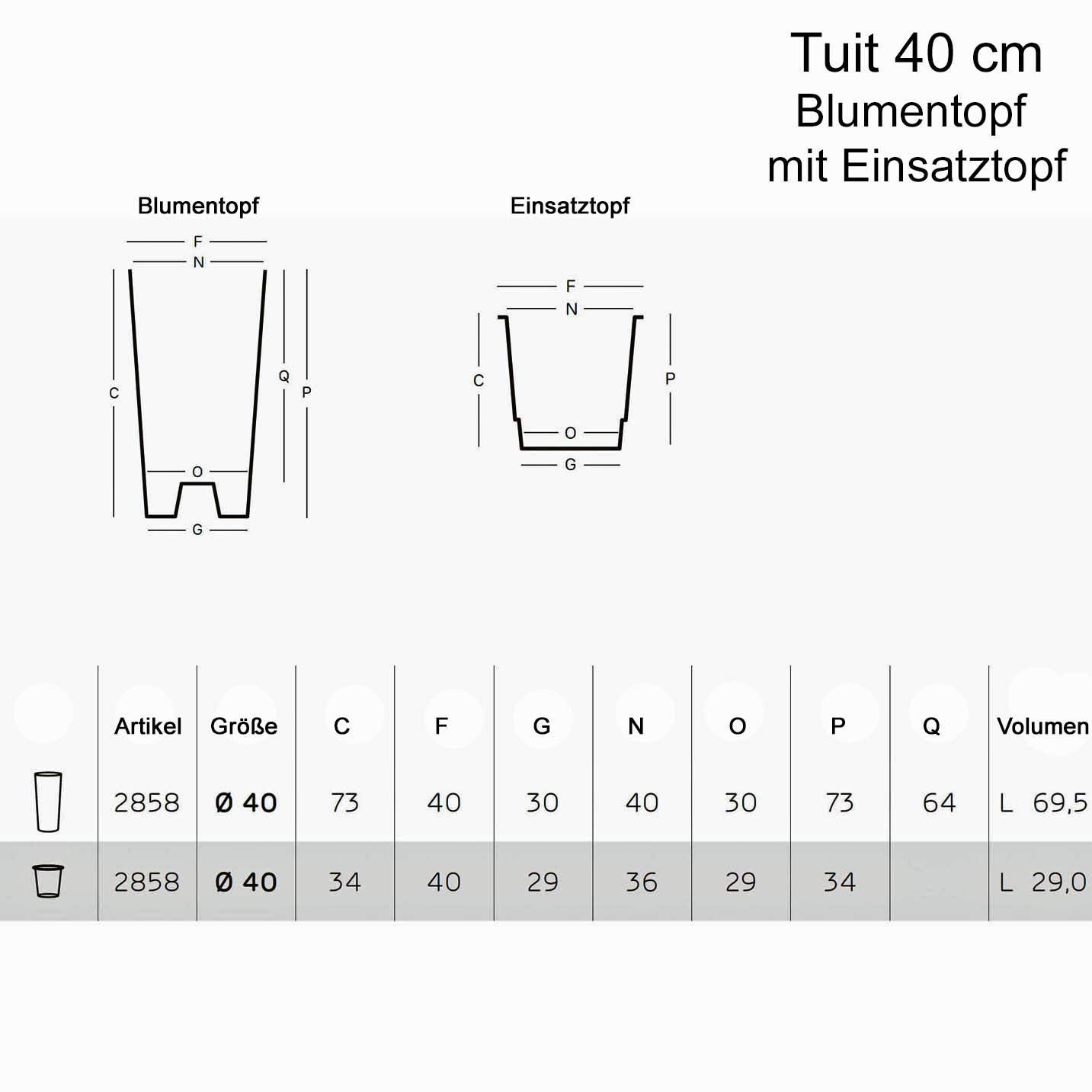 EURO3PLAST Pflanzenkübel Tuit, Durchmesser 40 x 75 cm, lackrot