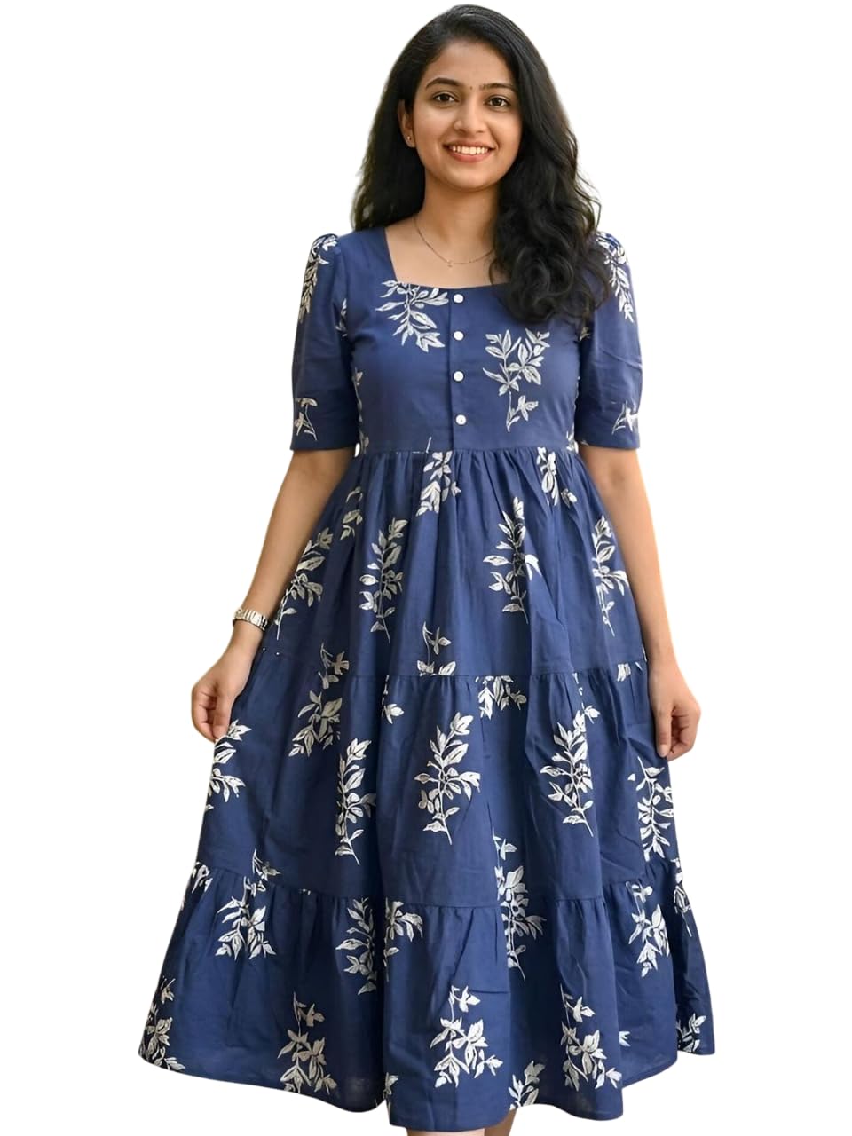 Women's Pure Cotton Maxi Midi Dress Western Dress for Women Elegant Floral Printed Long Dresses | Soft & Breathable Fabric | Casual Trending Dress for Women-picture-18