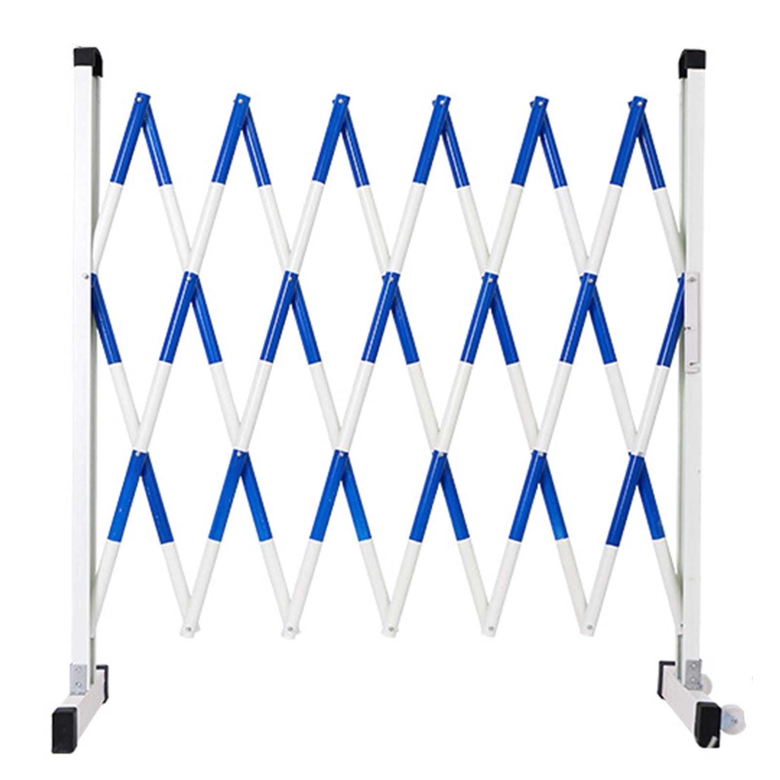 ASerZenith Expandable Traffic Barrier With Retractable Safety Construction Fence Gate Stretchable Temporary Fencing With Casters,Blue-White-1.2X2M
