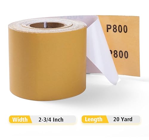 Miniatura 2 de S SATC Papel de lija PSA de grano 800, rollo continuo de 20 yardas de largo, hojas de lijado autoadhesivas de 2-34 pulgadas de ancho para