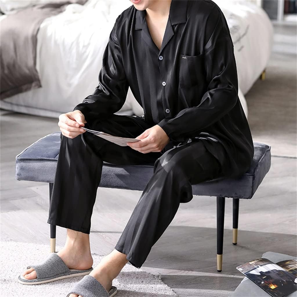 Pajamas men's spring and autumn silk ice long-sleeved homewear simulation four seasons